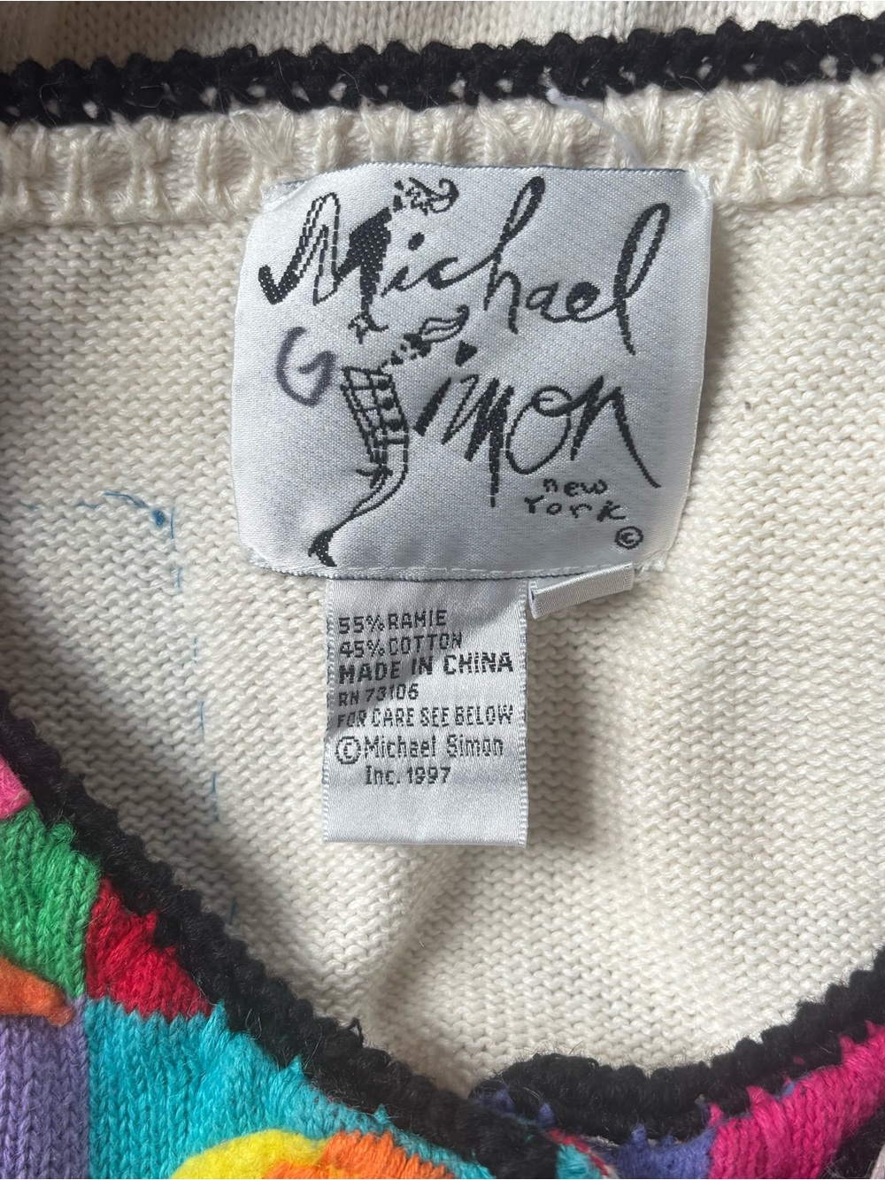 Michael Simon Multicolor Pop-Art Sweater top - Picture 8 of 8
